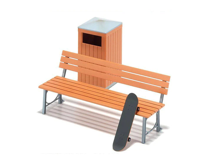 1:12 PARK BENCH & TRASH CAN